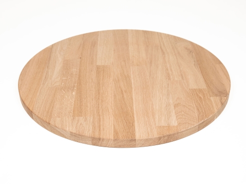 Round Tabletop Worktop Oak A/B, finger jointed lamellas, 26 mm, hardwax oil natural white